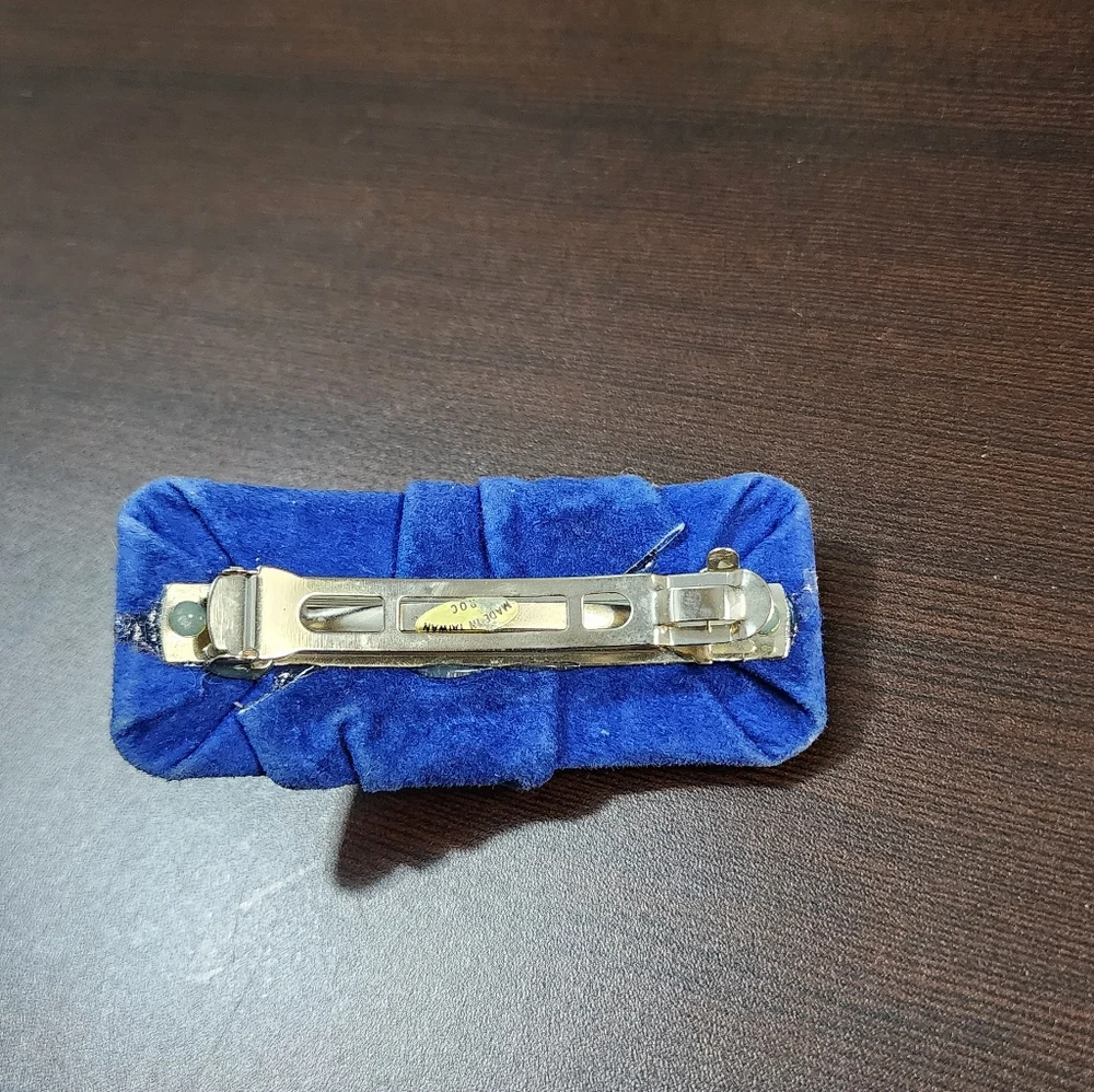 Vintage 80s Luxurious Blue Leather Hair Clip